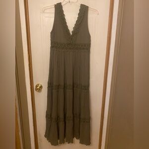Altar'd State Olive Lace Boho Maxi Dress Size L